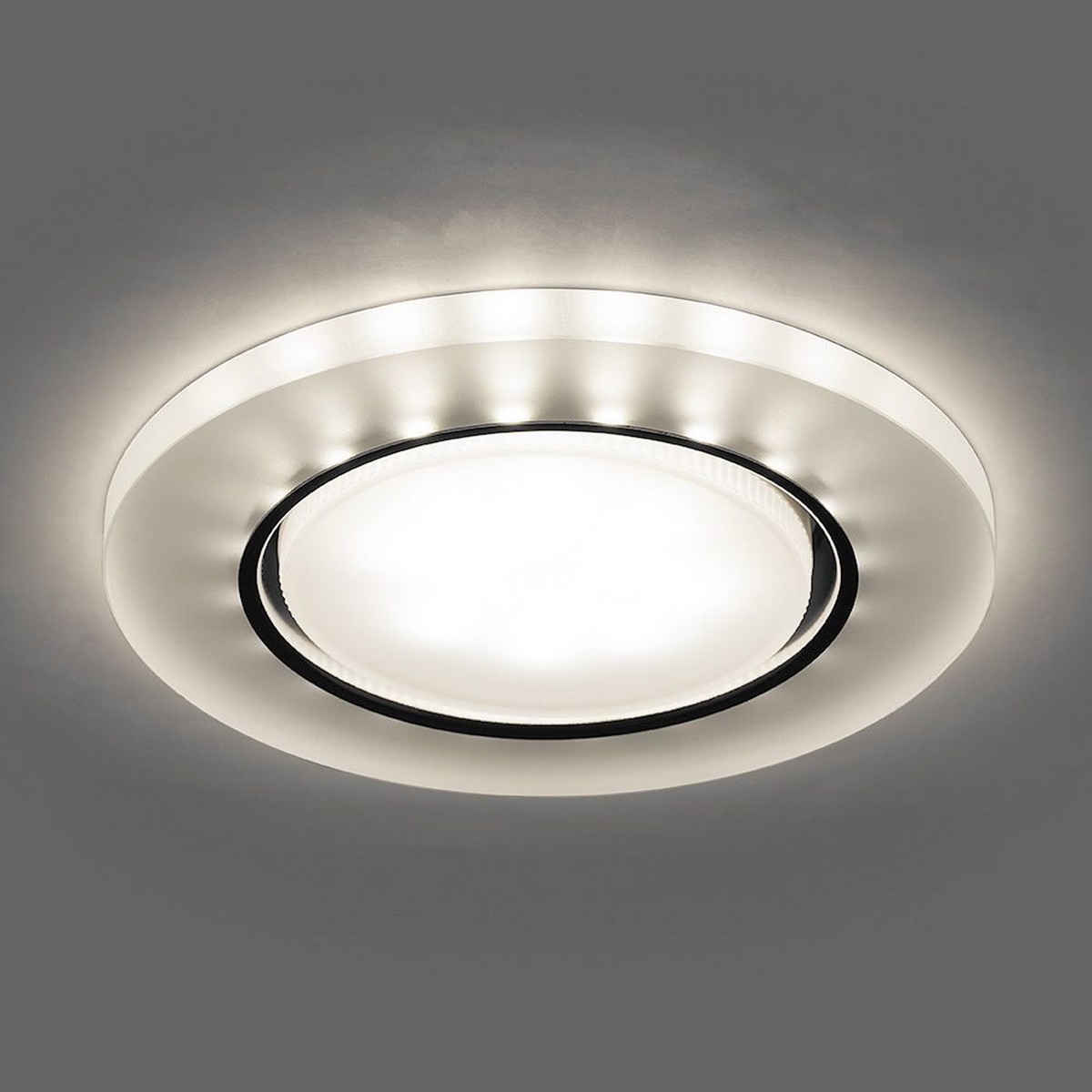 Светильник встраиваемый Feron CD5020 с белой LED подсветкой GX53 белый матовый 32659
