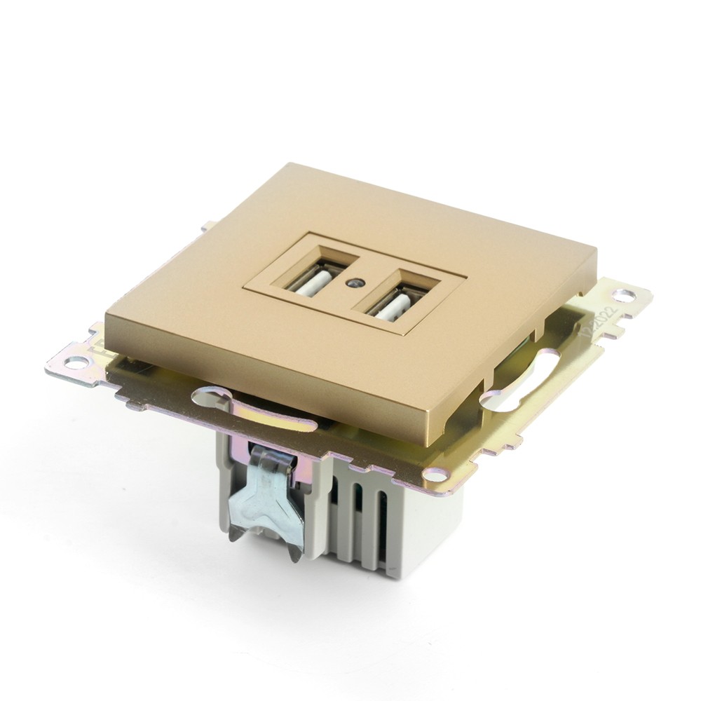 Розетка USB 2-местная STEKKER GLS10-7115-08 250B 21А Катрин золото 49229