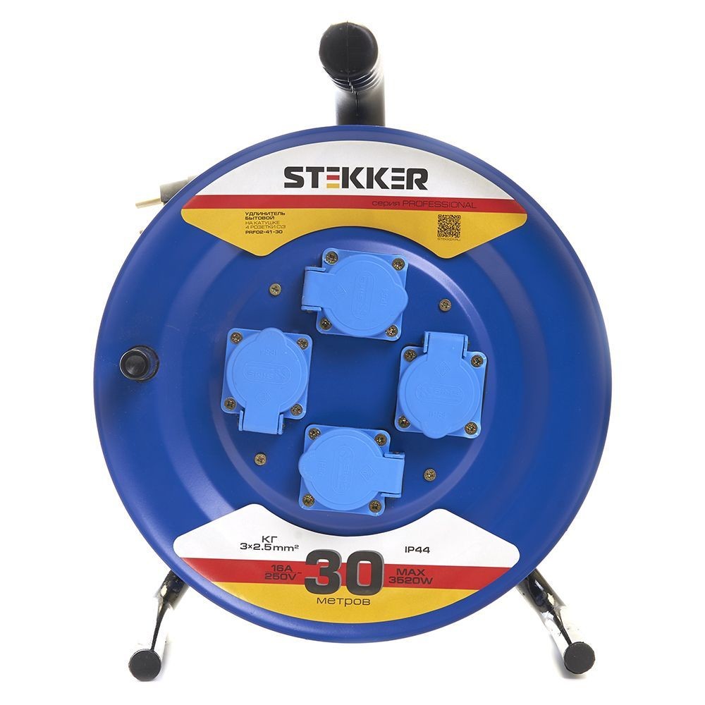 Удлинитель на металлической катушке с/з 4-м Stekker PRF02-41-30 30м 3*25 серия Professional 39296