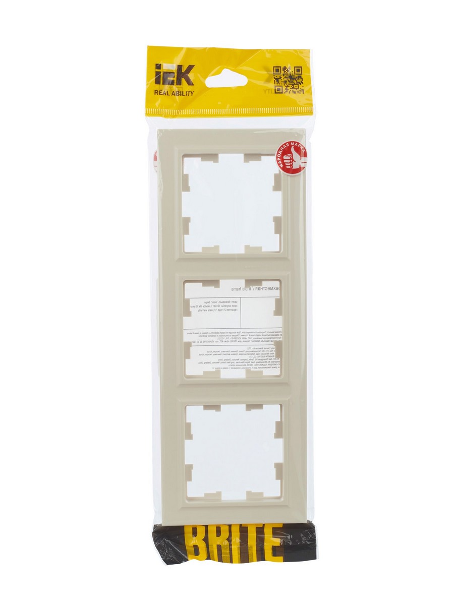 Рамка IEK BRITE 3-местная РУ-3-БрКр бежевый BR-M32-K10