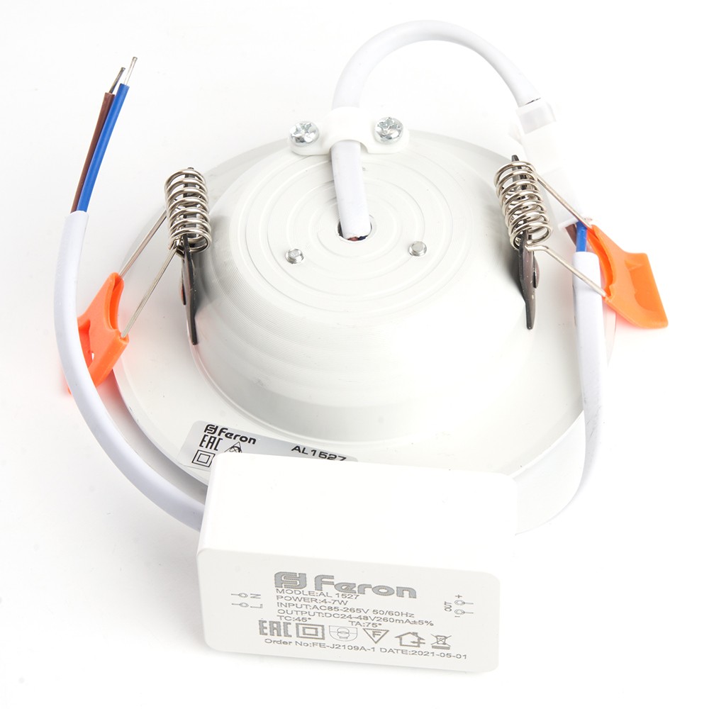 Встраиваемые светодиодные светильники Светильник встраиваемый светодиодный Feron AL1527 5W 4500K белый 41194 