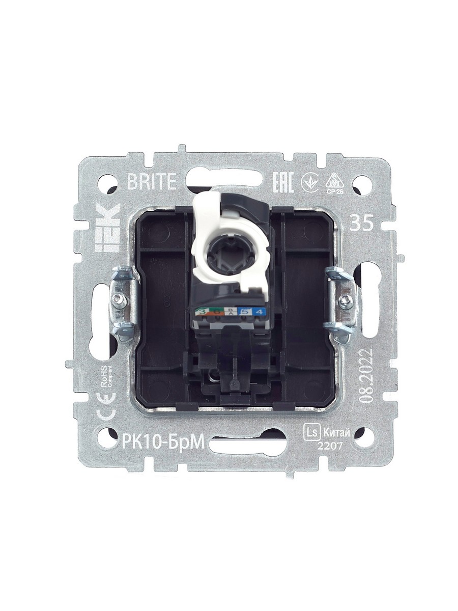 Розетка IEK BRITE компьютерная RJ45 кат.5E РК10-БрМ маренго BR-K10-1-K35
