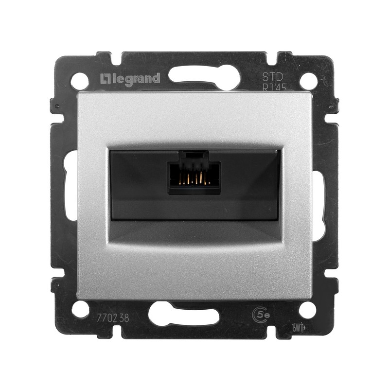 Розетка компьютерная RJ45 Legrand Valena Алюминий 1-ая 5кат.крепление винт.(без лапок) UTP 770238