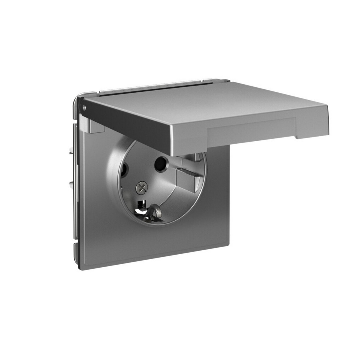 Розетка Systeme Electric ArtGallery Сталь с заземл. со шторк. с крышкой 16А IP20 GAL000946