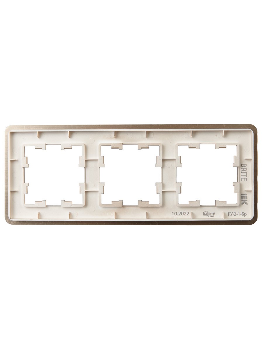 Рамка IEK BRITE DECOR Шампань металл. скругл.угол 3-м РУ-3-1-Бр RE AL BR-M32-M-21-K37
