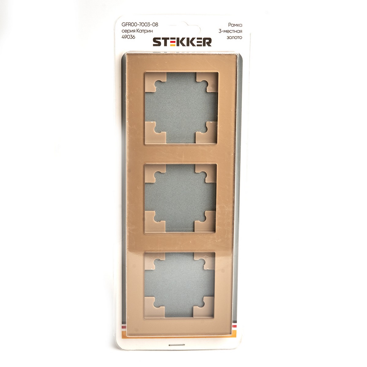 Рамка 3-местная стекло STEKKER GFR00-7003-08 серия Катрин золото 49036