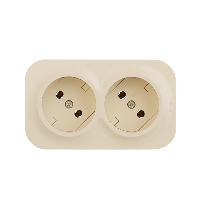 Розетка Legrand Quteo двойная без земли без шторок бежевая 782261 (782242)