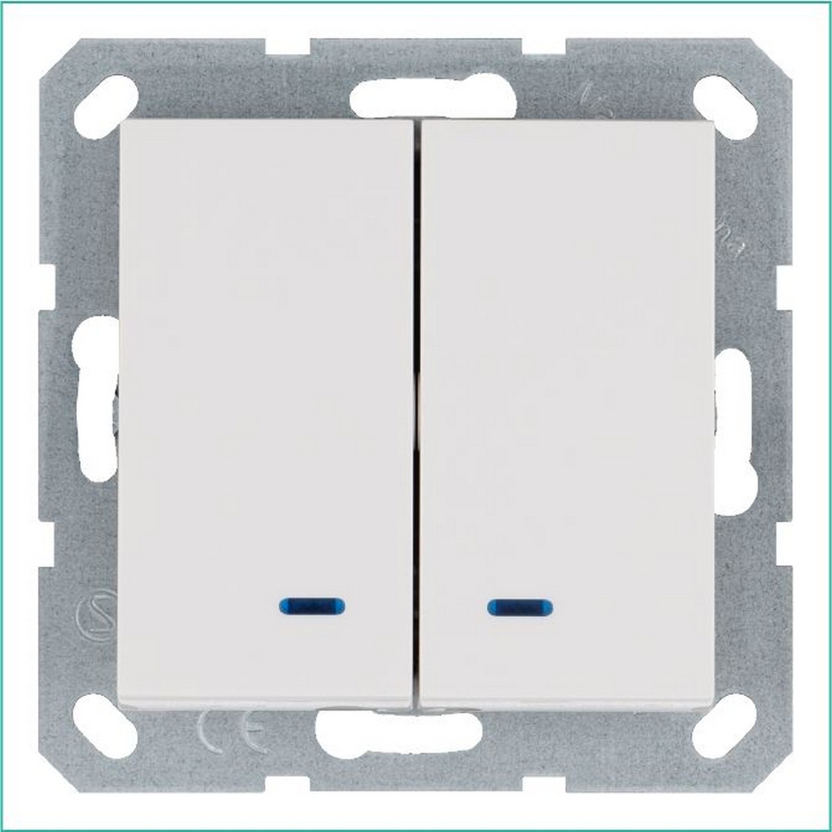 JASMART G - розетки и выключатели Выключатель JASMART двухклавишный со светодиодами Белый глянцевый G3023NW