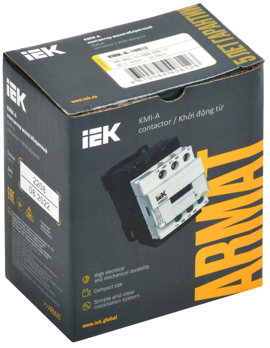 Контакторы Контактор IEK ARMAT КМИ-А-10912 LC1D 9А 400В/АС3 1НО/1НЗ AR-ACC-11-009-400-11 