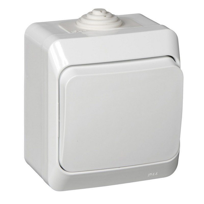 Выключатель 1-клавишный Systeme Electric Этюд наружный Белый IP44 BA10-041B