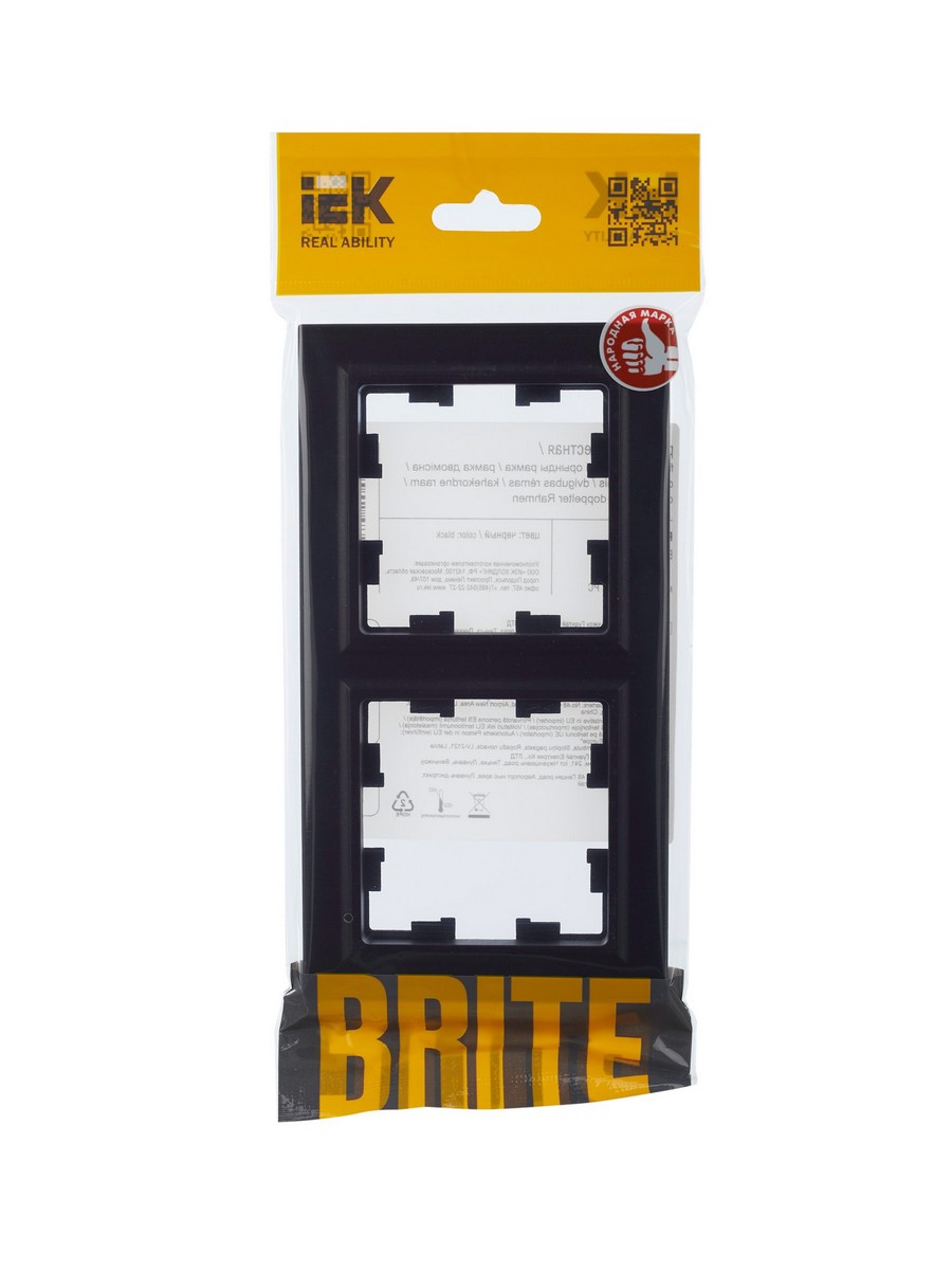 Рамка IEK BRITE 2-местная РУ-2-БрЧ черный BR-M22-K02