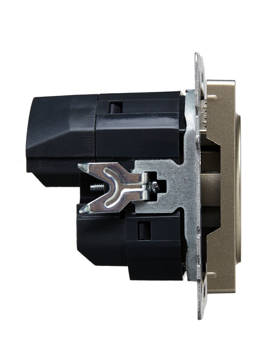 Розетка IEK BRITE с с/з и шторками 16А с USB A+C 18Вт РЮш11-1-БрШ шампань BR-R14-16-U22-018-K37