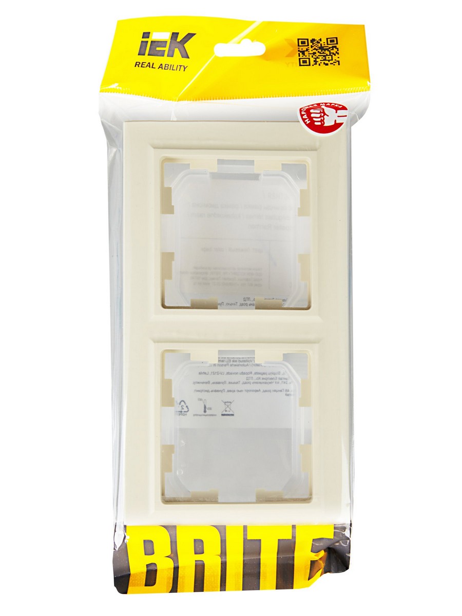 IEK Brite Рамки Рамка IEK BRITE 2-местная IP44 РУ-2-БрКр-44 бежевый BR-M22-44-K10