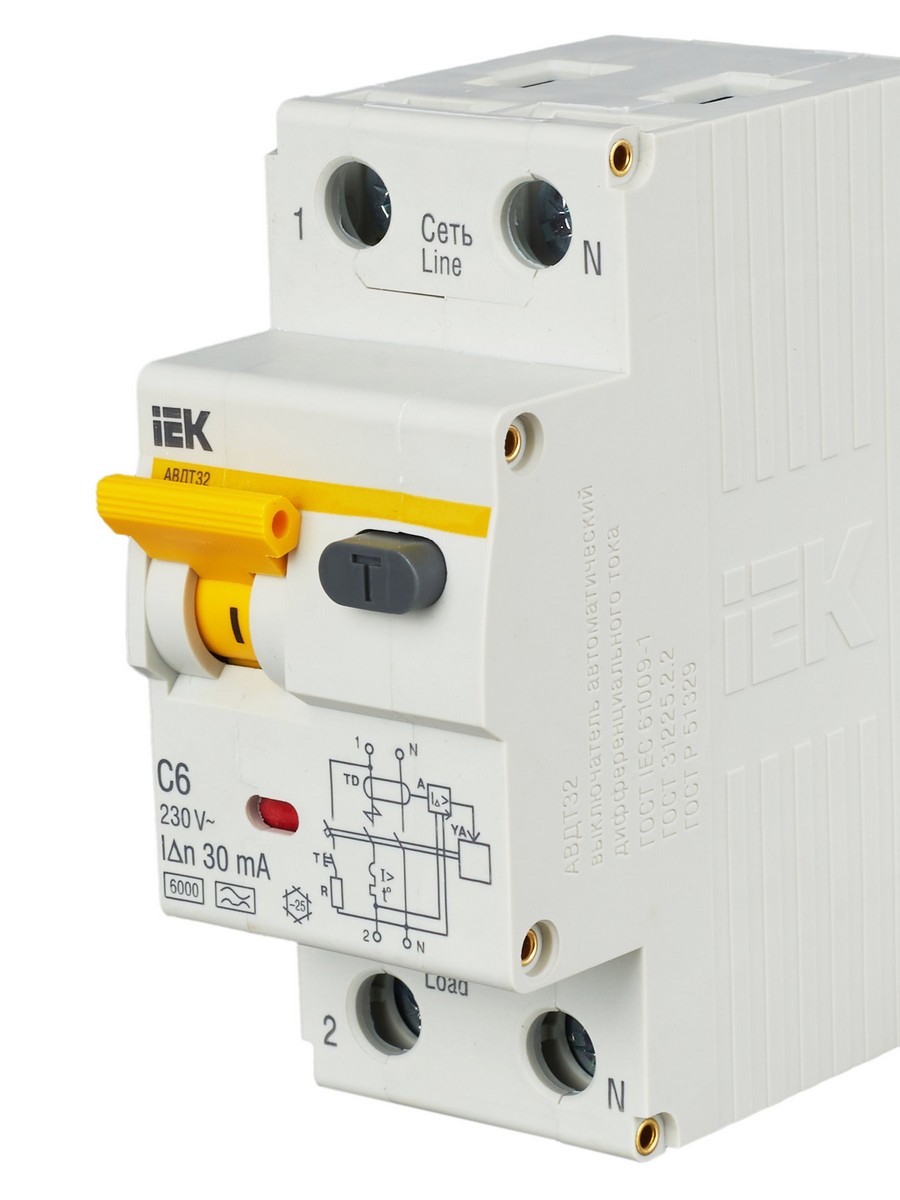 IEK Дифференциальный автоматический выключатель IEK KARAT АВДТ32 2P 6A MAD22-5-006-C-30 