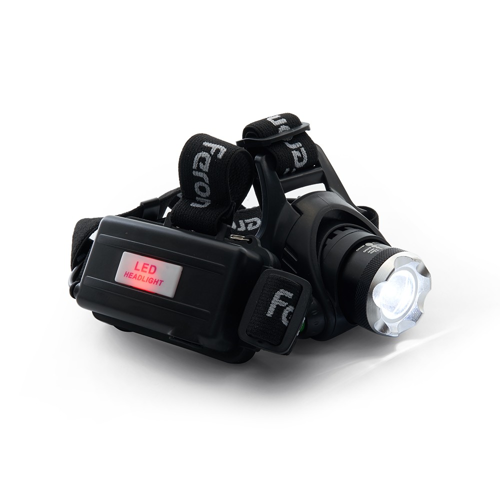Фонарь налобный FERON TH2305 ZOOM c аккумулятором 5W 2*18650 IP44 пластик/алюминий 41709