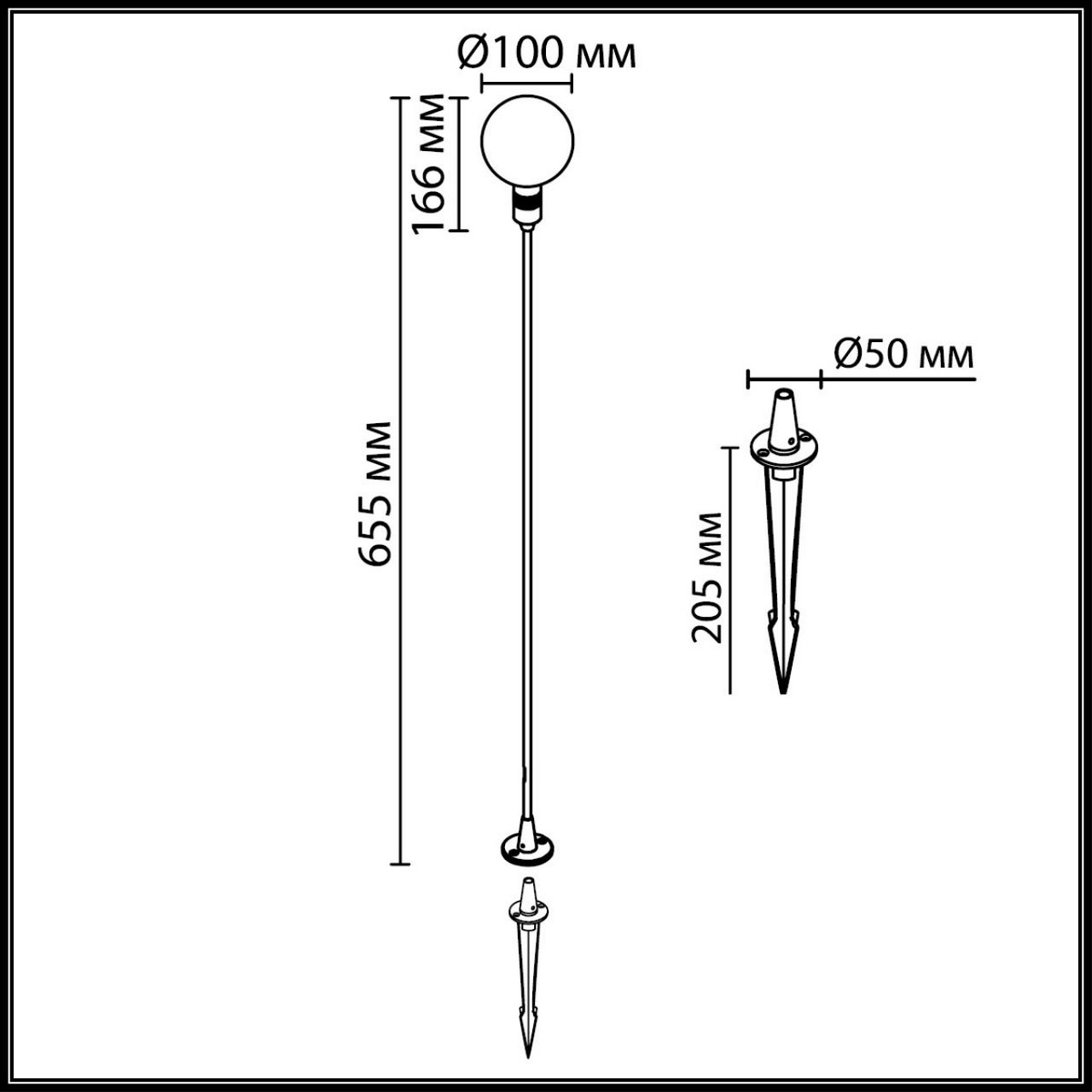 Уличные светильники столб Ландшафтный светильник ODEON LIGHT 7121/2GL DANDE 