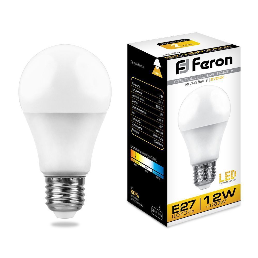 E27 Лампа светодиодная Feron LB-93 E27 12W 2700K 230V 25489 