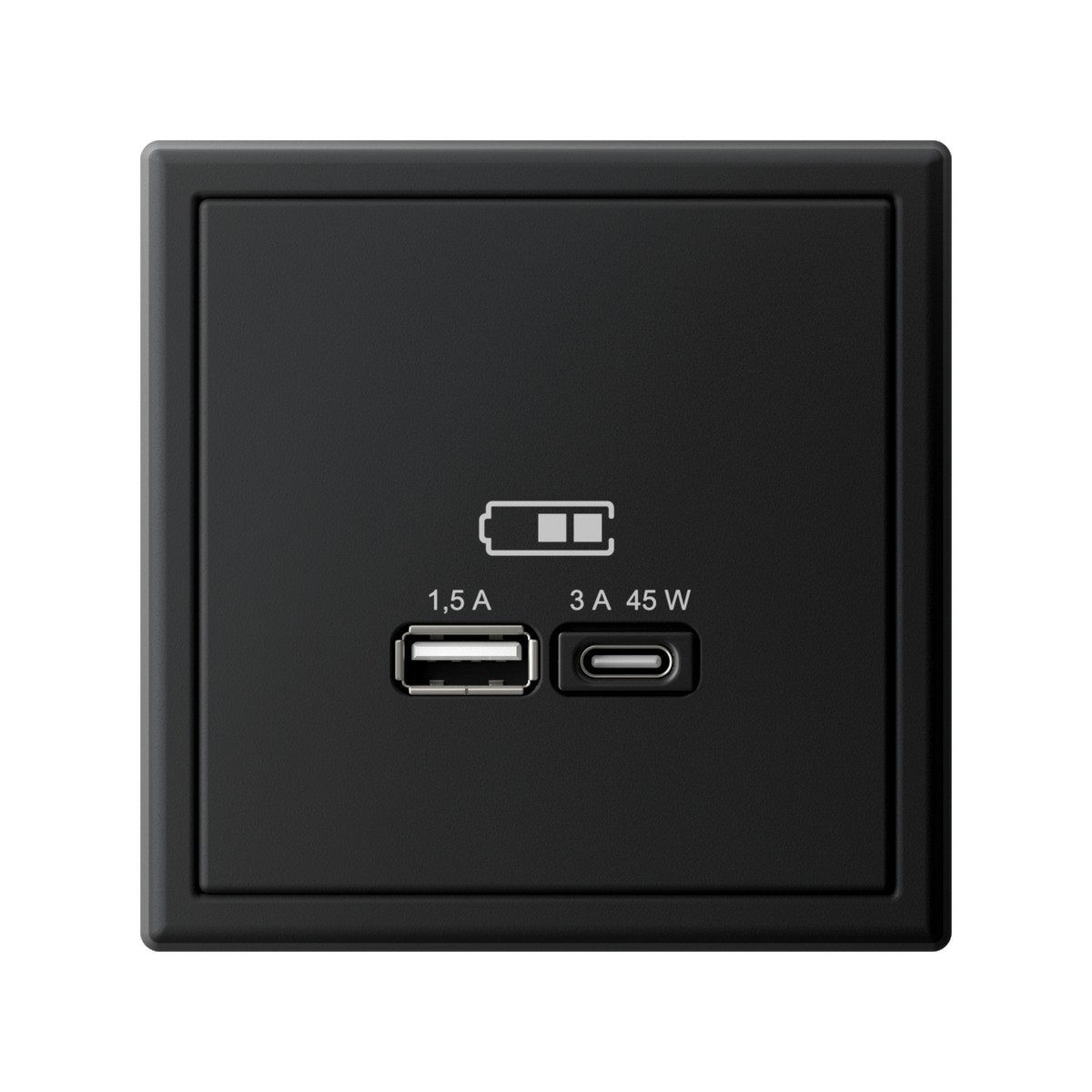 USB Розетка Systeme Electric ArtGallery Карбон A + тип-C 45Вт высокоскор.заряд. QC PD GAL001029