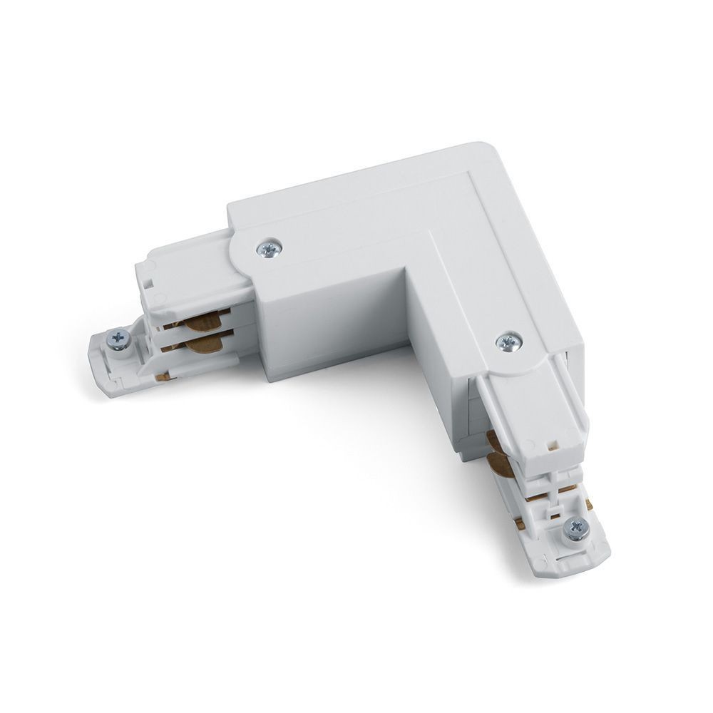 Трековые светодиодные светильники Коннектор угловой Feron левый (внешний) для шинопровода 3-фазного белый PRO-0435 41080 