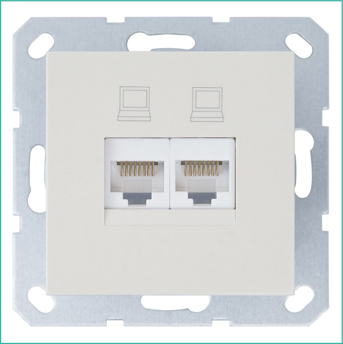 Интернет-розетка JASMART RJ45 двойная слоновая кость G6106V