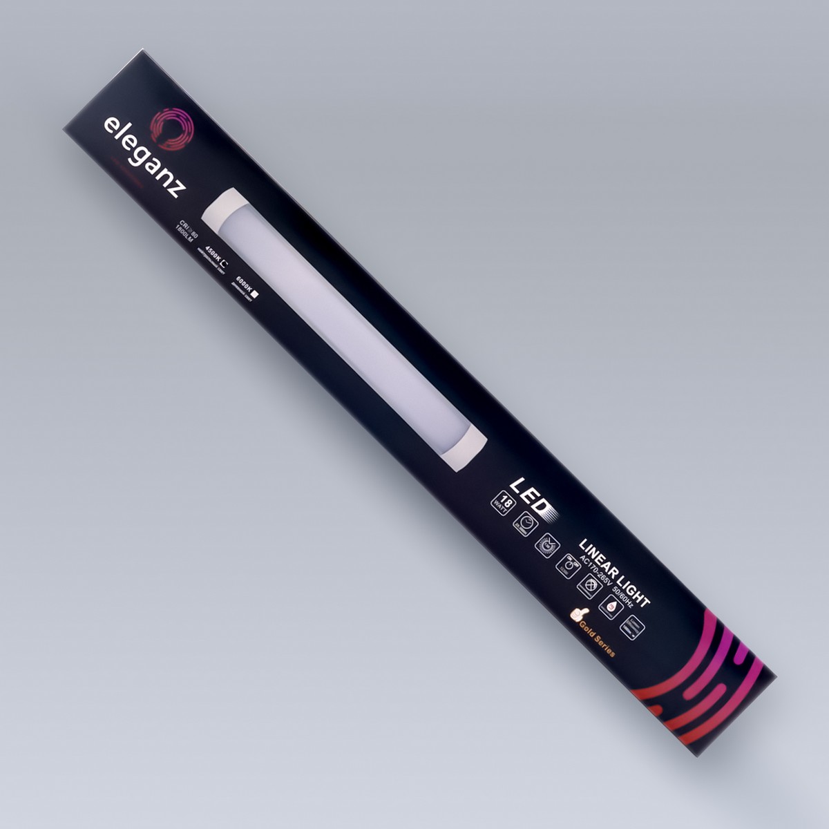 Линейные светодиодные светильники Светильник ELEGANZ линейный-панель 18W 4500К 600*75*25мм 220V IP40 9802 