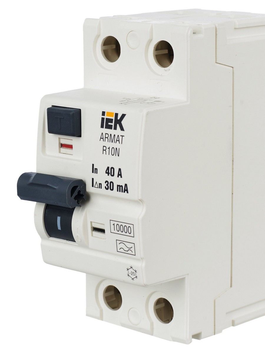ВДТ УЗО IEK ARMAT R10N 2P 40А 30мА тип A AR-R10N-2-040A030