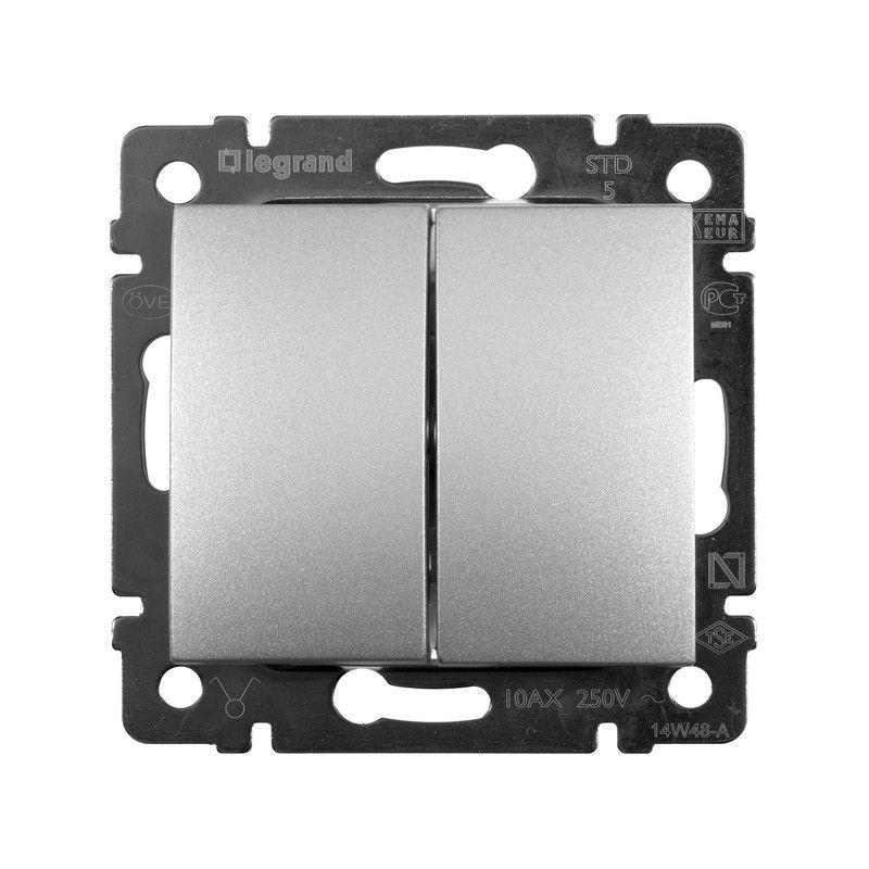 Legrand Valena Classic Алюминий Выключатель Legrand Valena Алюминий 2-х клавишный 770105
