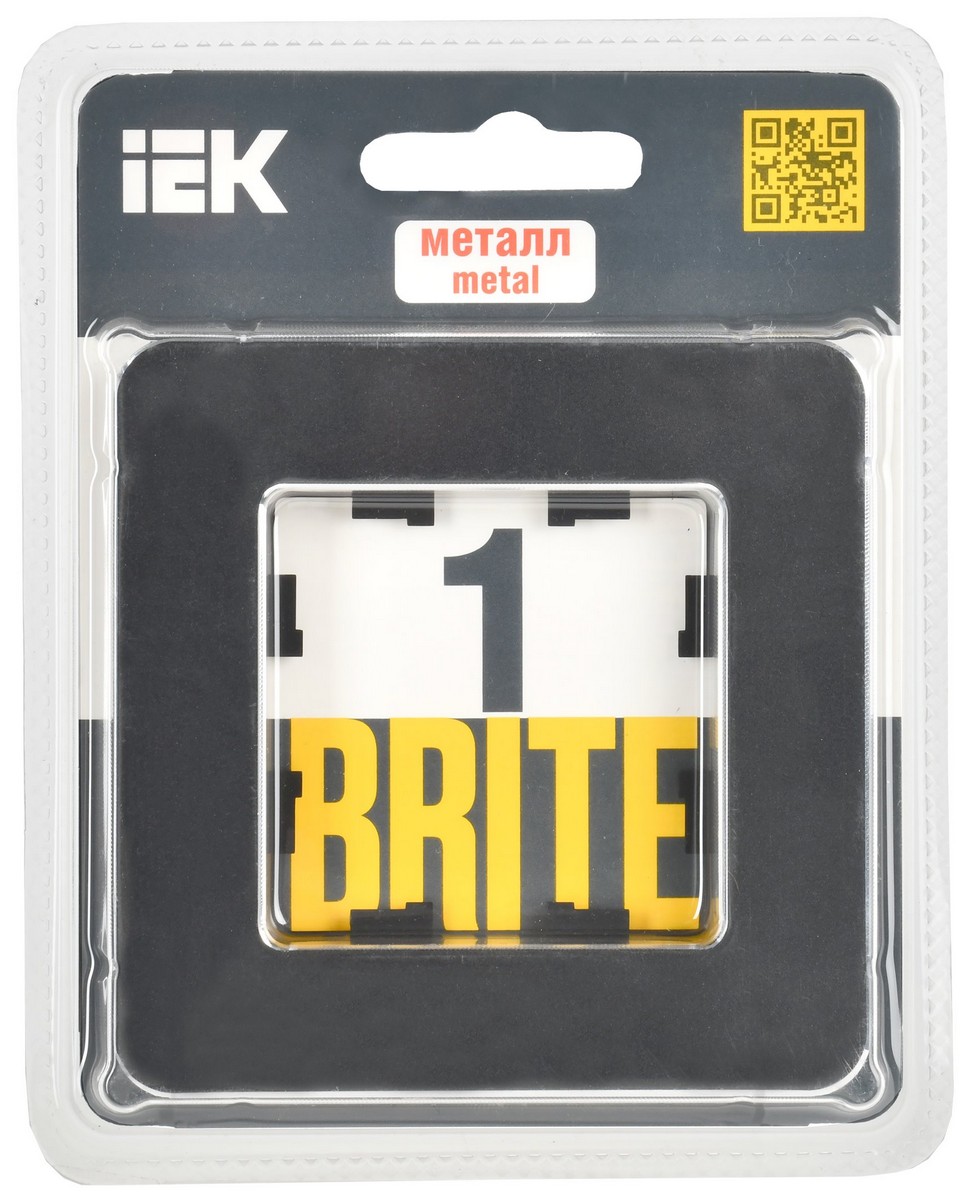 IEK Brite Рамки Рамка IEK BRITE DECOR Черный металл. скругл.угол 1-м РУ-1-1-Бр RE BR-M12-M-01-K02