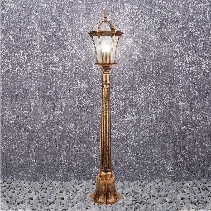 Уличные светильники столб Светильник садово-парковый Feron PL626 столб 60W 230V E27 205*180*1050мм черное золото 11619 
