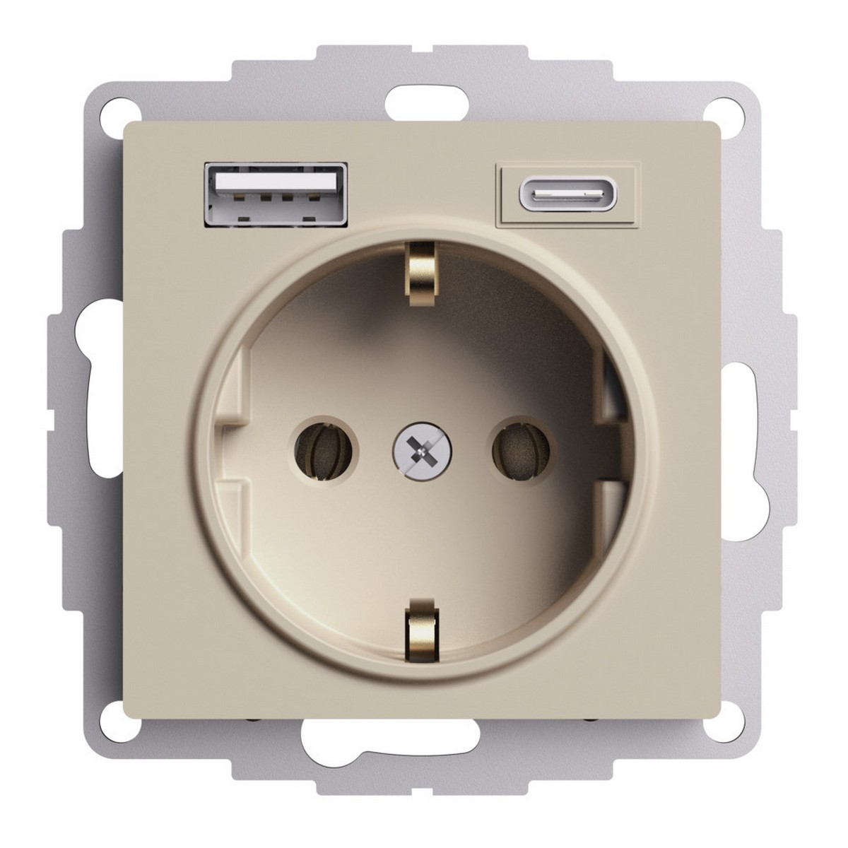 Розетка Systeme Electric AtlasDesign Песочный 16А c 2 USB A+C 5В/24А/30А 2х5В/15А ATN001232