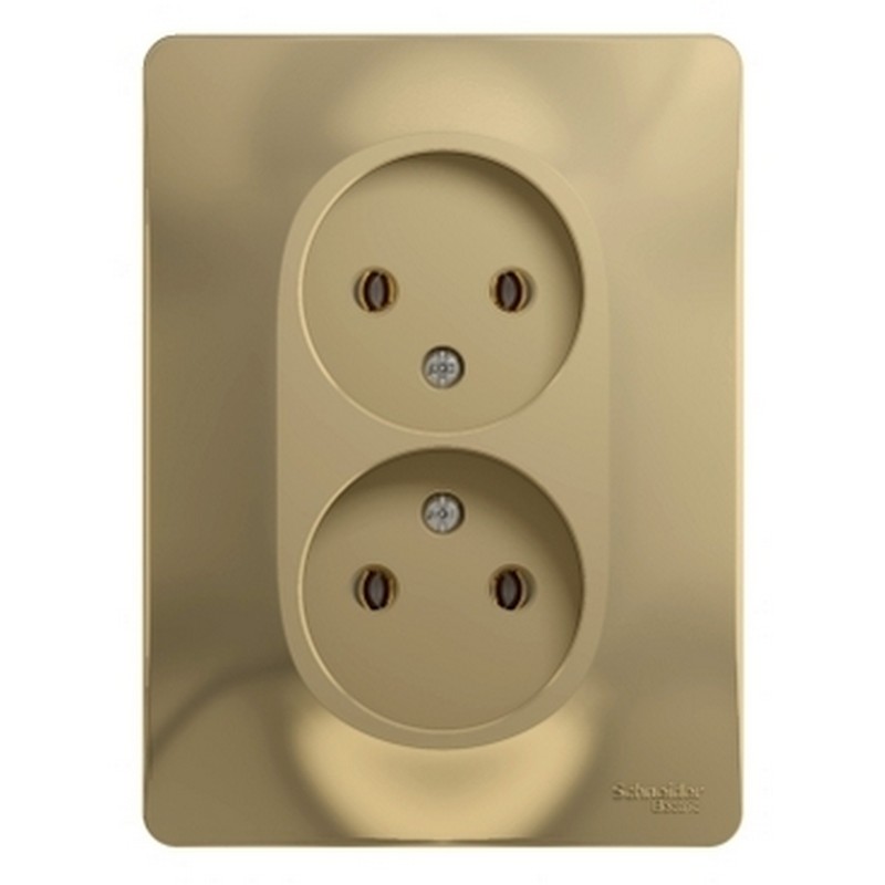 Розетка Systeme Electric Glossa Титан 2-я без заземления (в сборе с рамкой) GSL000420