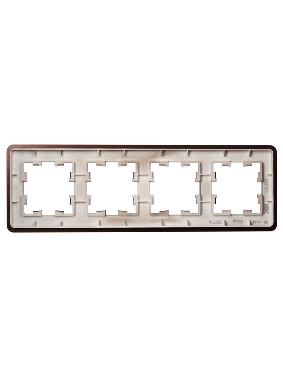 Рамка IEK BRITE DECOR Коричневый металл. скругл.угол 4-мест. РУ-4-1-Бр RE AL BR-M42-M-21-K30