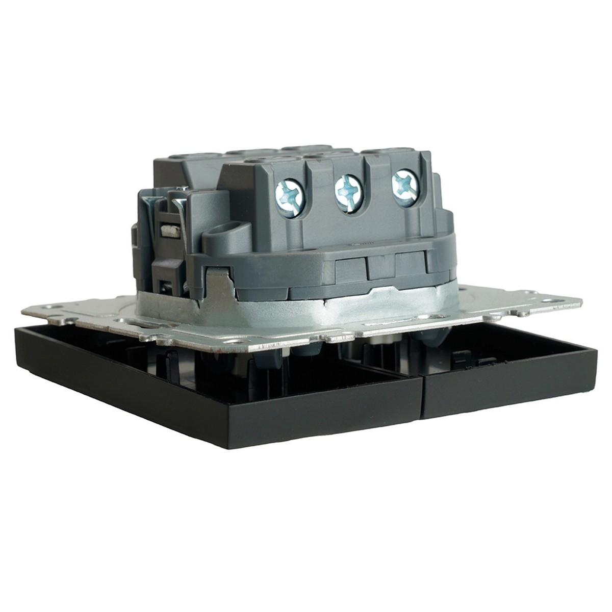 Переключатель 2-клавишный STEKKER Эмили RSW10-5107-05 черный уголь soft touch 49843