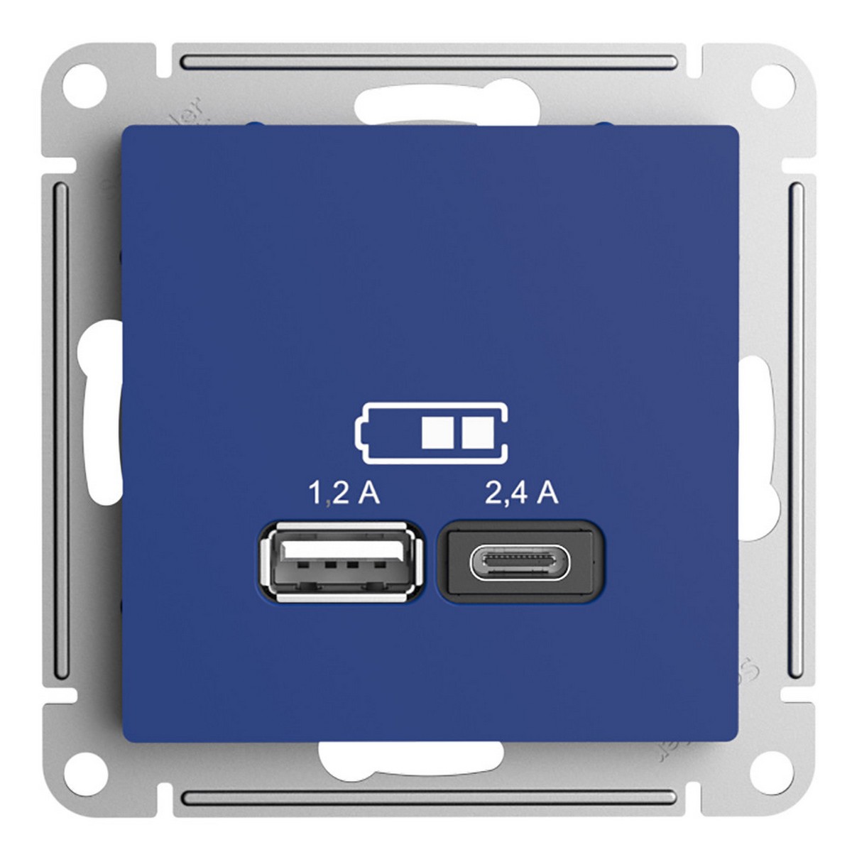 Розетка Systeme Electric AtlasDesign Аквамарин USB A+С 5В/24А 2х5В/12А ATN001139