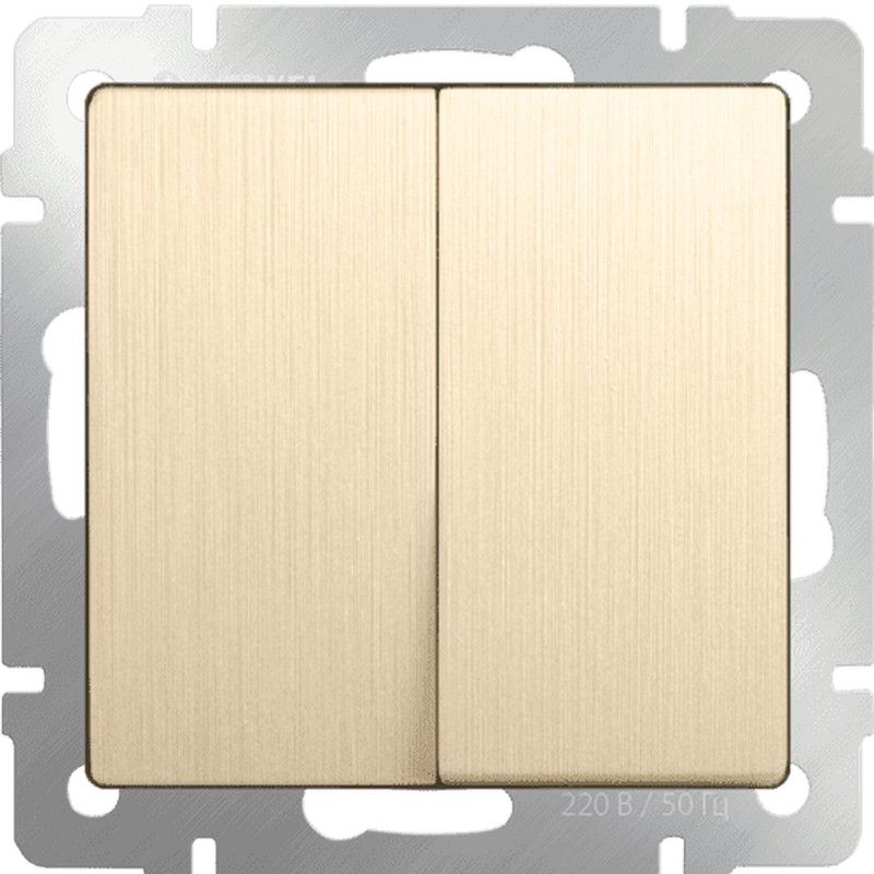 Werkel Шампань рифленный механизмы Выключатель Werkel двухклавишный   (шампань рифленый) W1120010