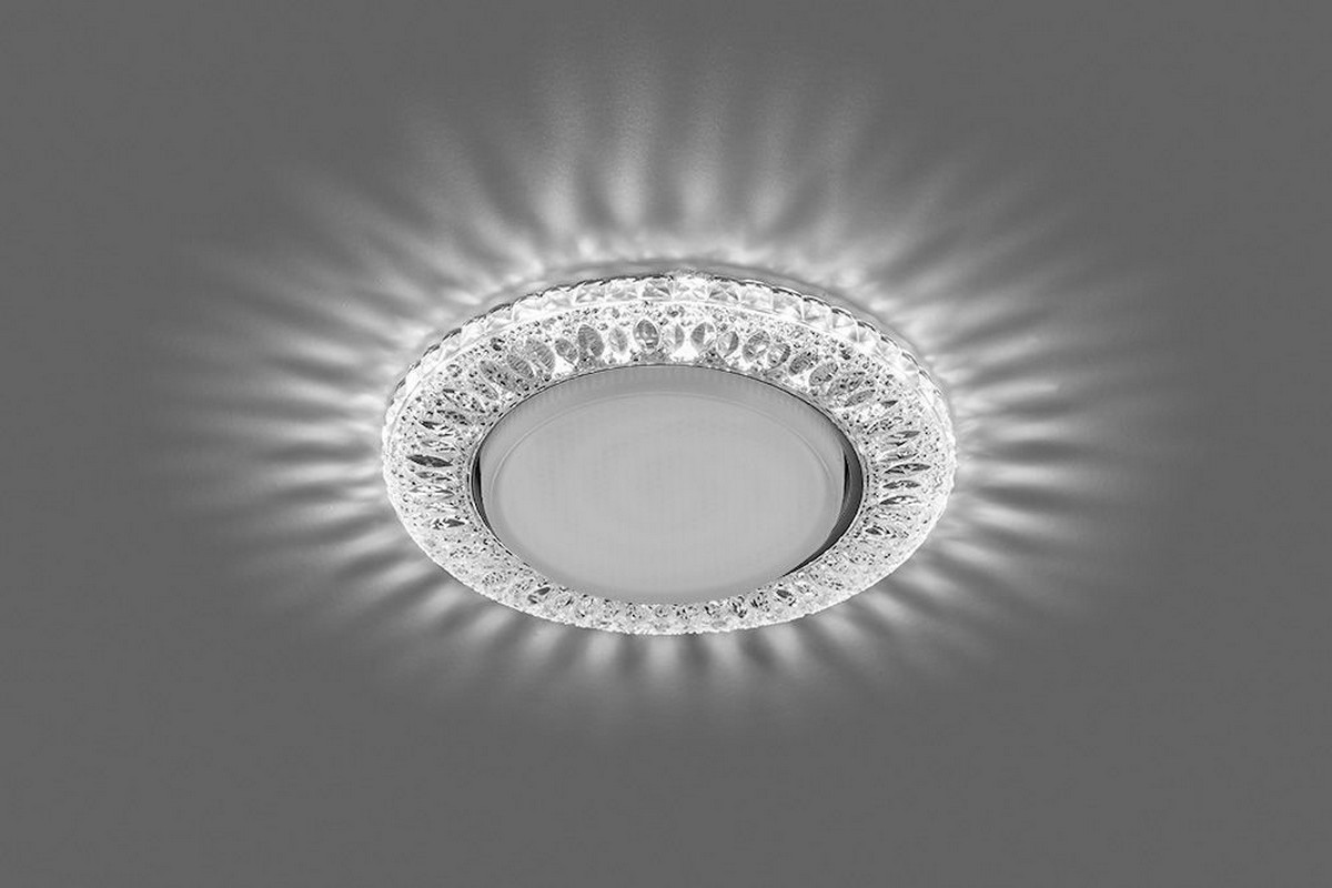 Светильник встраиваемый Feron CD4022 с белой LED подсветкой GX53 прозрачный 29475