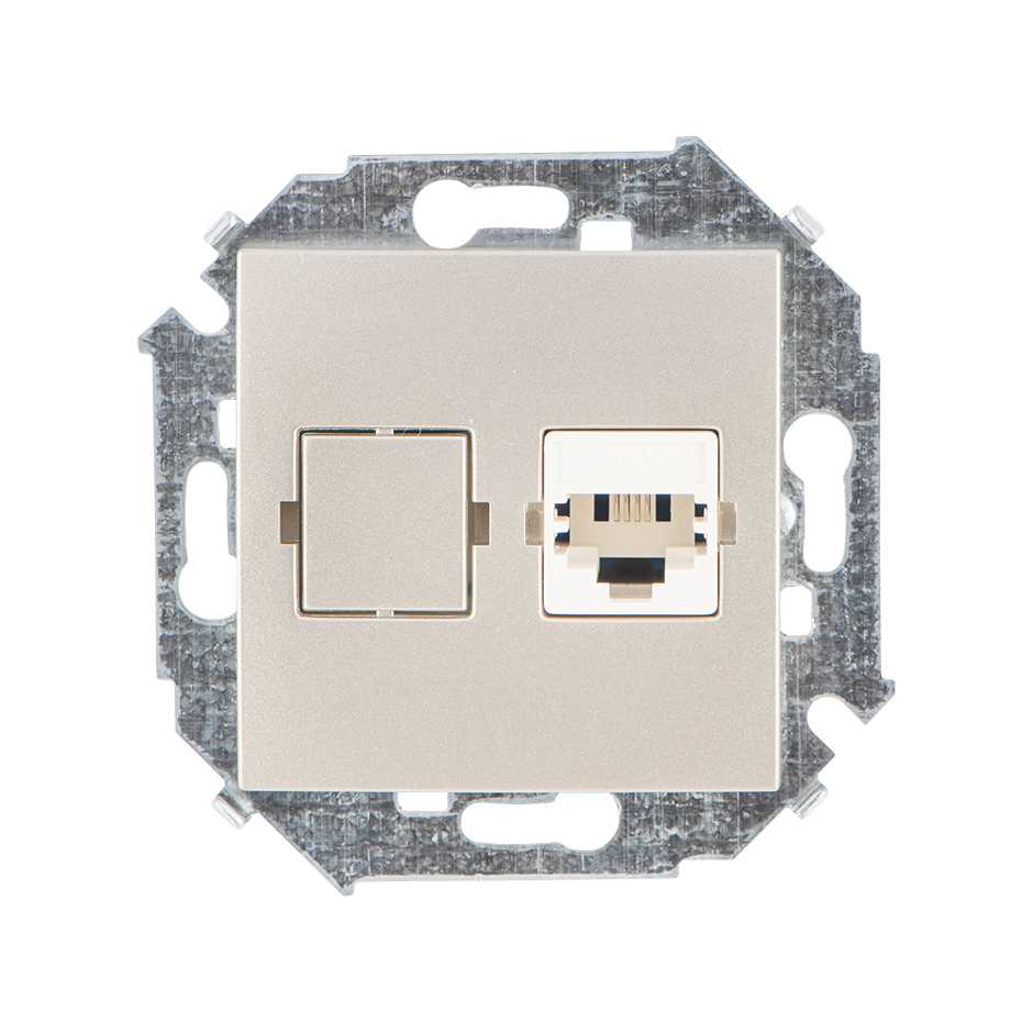 Розетки и выключатели Simon 15 Шампань Розетка телефонная Simon 15 Шампань 1-ая RJ11 1591480-034