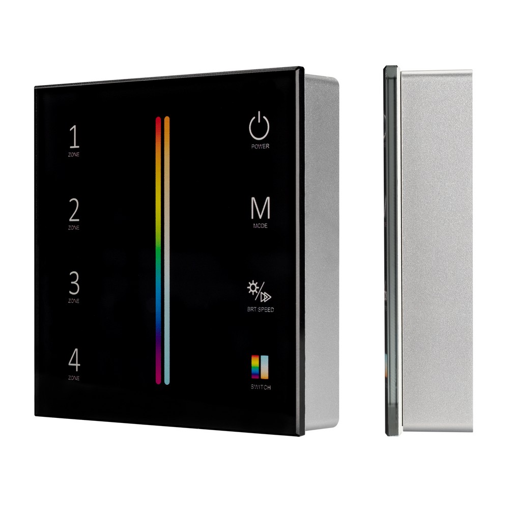 Контроллеры, усилители и сетевые шнуры для светодиодной ленты Панель Arlight Sens SMART-P55-MULTI Black (3V, 4 зоны, 2.4G) (IP20 Пластик, ) 028310 