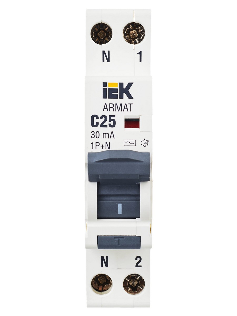 АВДТ Дифф. Автомат IEK ARMAT B06S 1P+NP C25 30мА тип AC (18мм) AR-B06S-1N-C25C030
