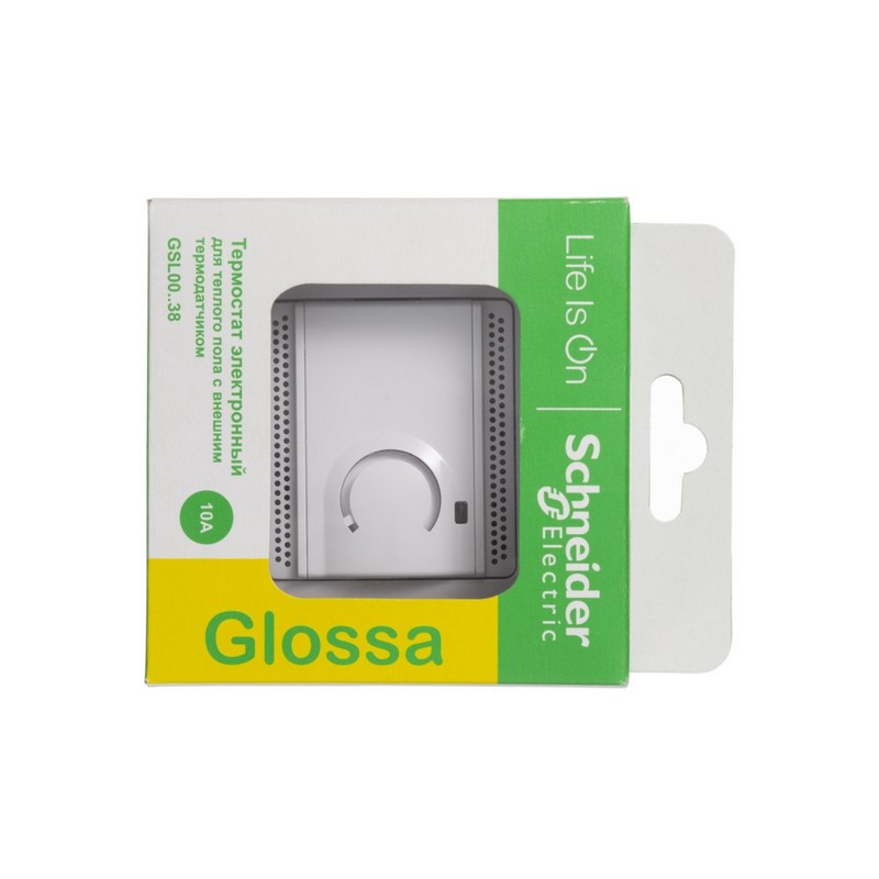 Термостат Systeme Electric Glossa Белый электронный теплого пола с датчиком, 10A  GSL000138