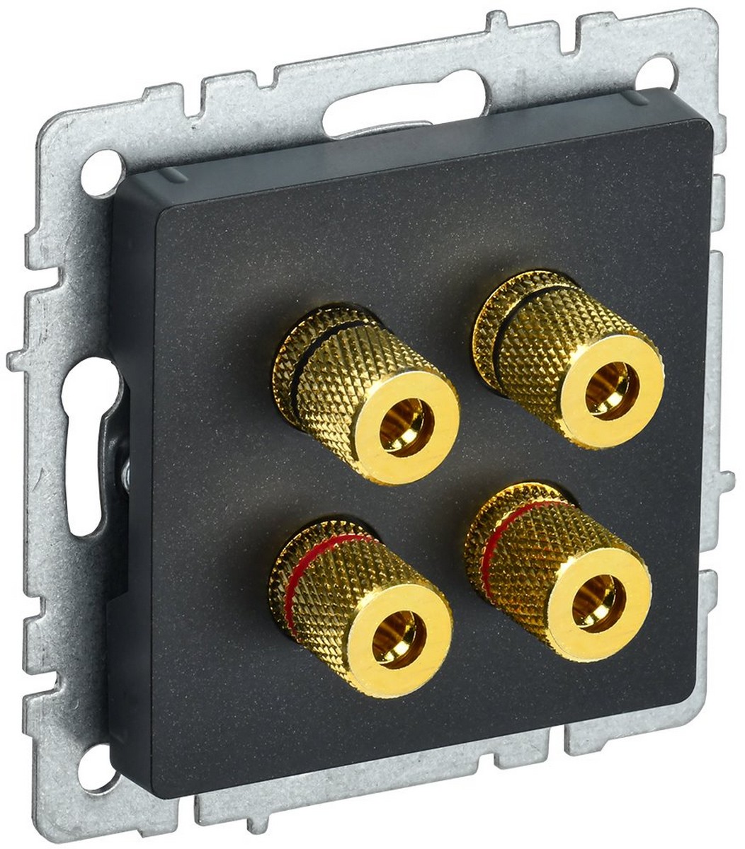 IEK Brite Черный Аудиорозетка IEK BRITE 4-местная РА10-БрЧ черный BR-S40-K02