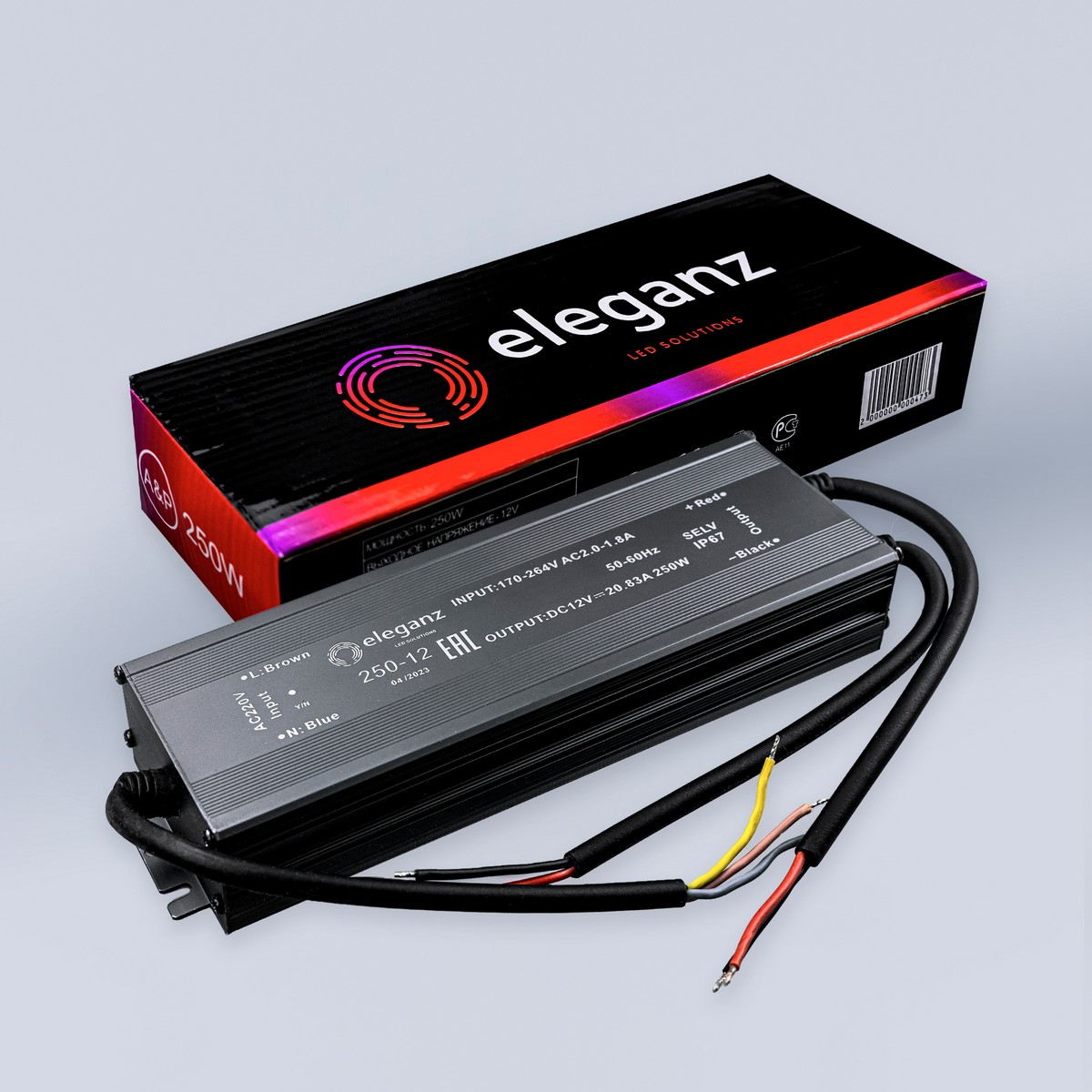 Блок питания для светодиодной ленты Eleganz 12V 250W IP67 герметичный 1189