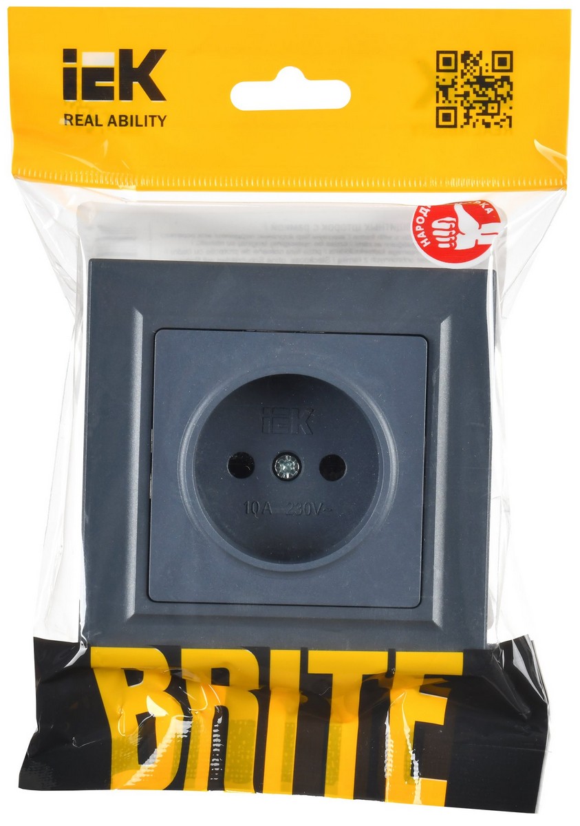 IEK Brite Маренго Розетка IEK BRITE Маренго без з/к/ш 10А в сборе РСР10-1-0-БрМ BR-R10-10-K35-F