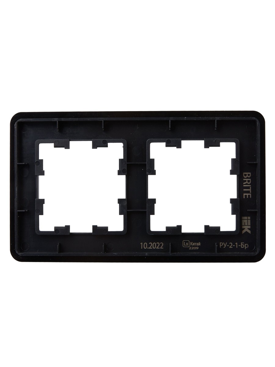 IEK Brite Рамки Рамка IEK BRITE DECOR Черный/алюм металл. скругл.угол 2-м РУ-2-1-Бр RE AL BR-M22-M-21-K02