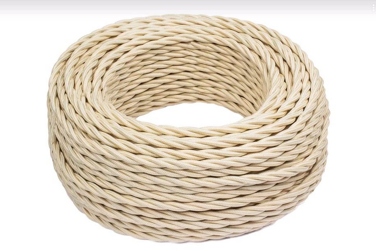 Витой ретро провод (кабель) Витой провод BIRONI Песочное золото матовый 3*1,5 20м B1-434-719-20 