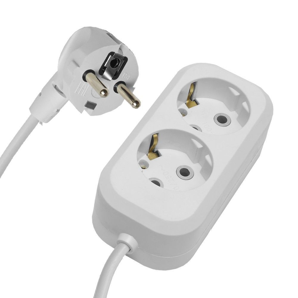 Колодки и удлинители, тройники Удлинитель 2-местный с/з Stekker HM01-21-07 7м Home (У10-001) белый 39208 