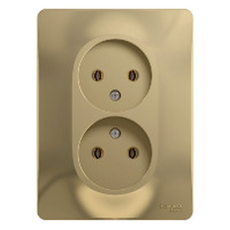 Розетка Systeme Electric Glossa Титан 2-я без заземления (в сборе с рамкой) GSL000420