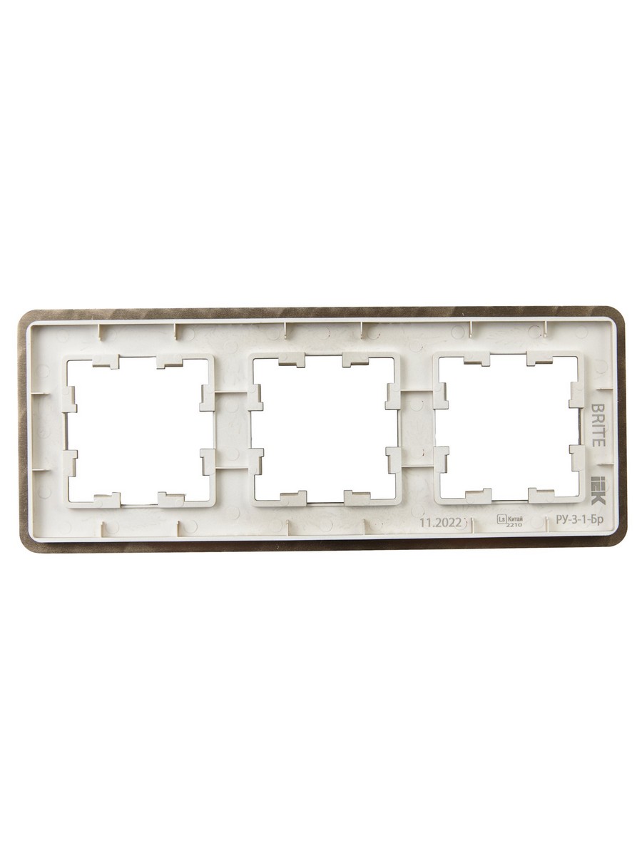 IEK Brite Рамки Рамка IEK BRITE DECOR Латунь металл. скругл.угол 3-м РУ-3-1-Бр RE BR-M32-M-01-K49