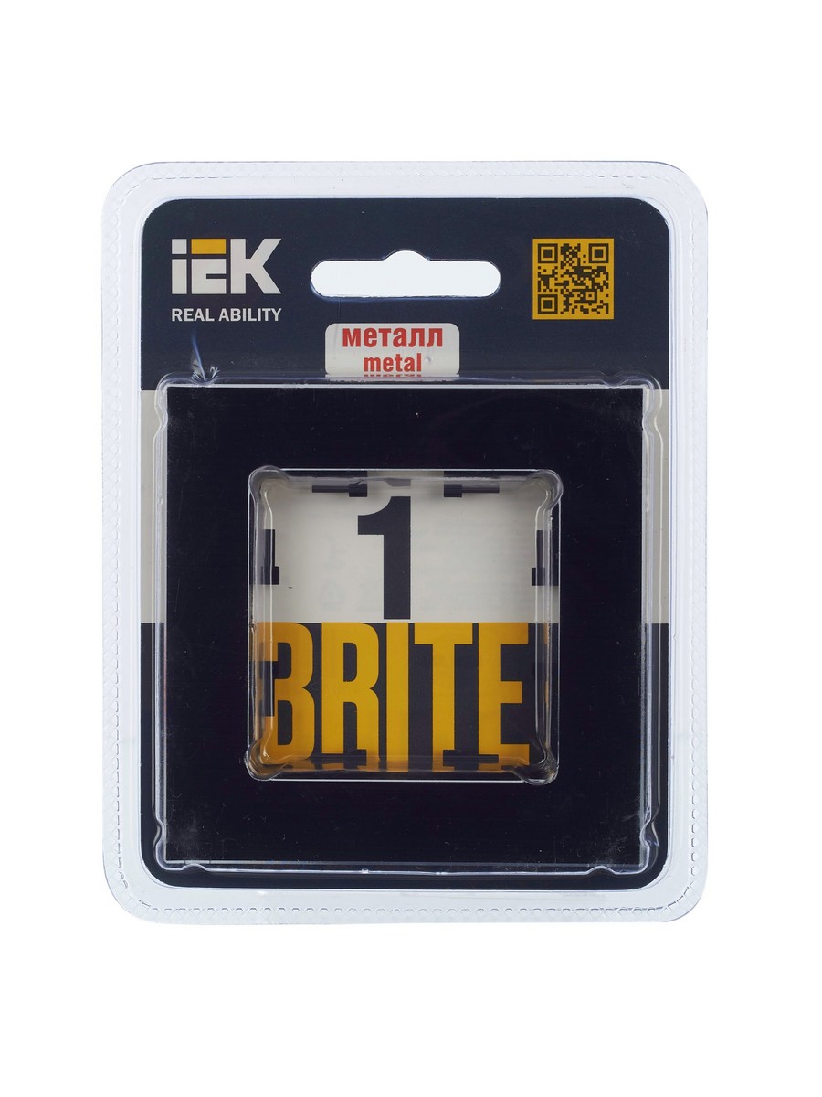 Рамка IEK BRITE 1-местная РУ-1-1-БрЧ металл черный BR-M12-M-K02