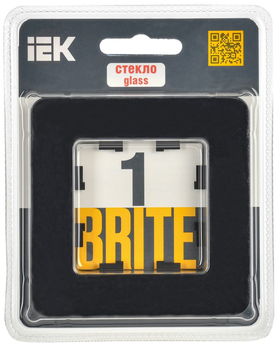 Рамка IEK BRITE DECOR Черный матовый стекло скругл.угол 1-мест. РУ-1-2-Бр RE BR-M12-G-41-K02